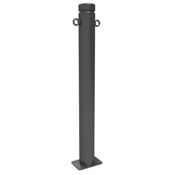 Ornamental bollard | Series 482B | � 82 mm | stationary, to be fixed by plugswith base plate 100 x 150 mm | without lock | with 2 eyelets